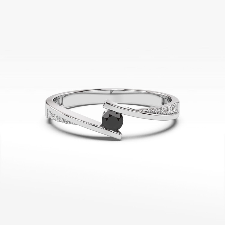 Pierścionek z białego złota z czarnymi diamentami - próba 585 0,15CT PV-204BK