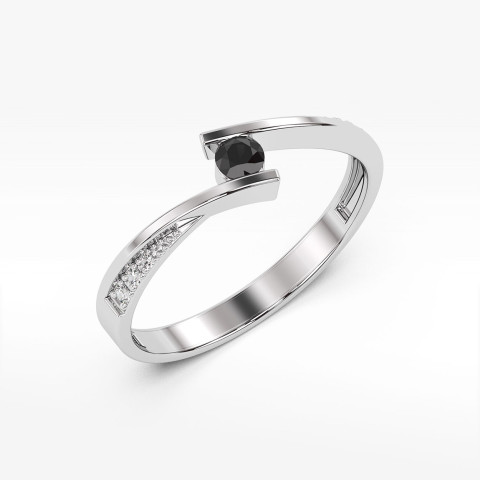 Pierścionek z białego złota z czarnymi diamentami - próba 585 0,15CT PV-204BK