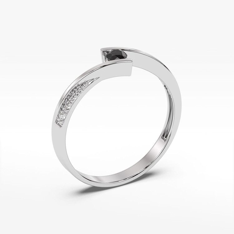 Pierścionek z białego złota z czarnymi diamentami - próba 585 0,15CT PV-204BK