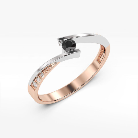 Pierścionek z różowego złota z czarnymi diamentami - próba 585 0,15CT PV-204CK