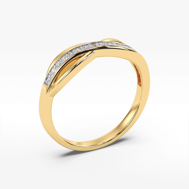 Pierścionek z żółtego złota z diamentami  - próba 585 0,06CT PV-229A