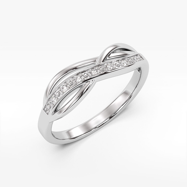 Pierścionek z białego złota z diamentami  - próba 585 0,06CT PV-229B