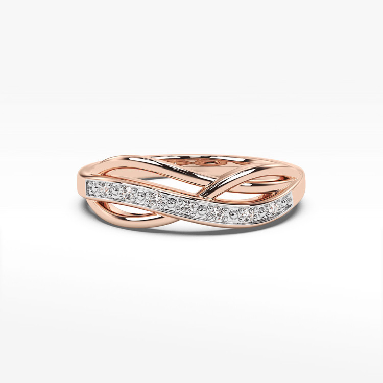 Pierścionek z różowego złota z diamentami  - próba 585 0,06CT PV-229C
