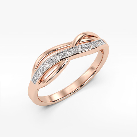 Pierścionek z różowego złota z diamentami  - próba 585 0,06CT PV-229C
