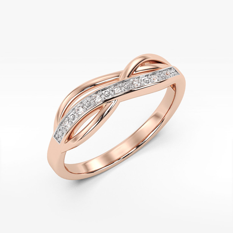 Pierścionek z różowego złota z diamentami  - próba 585 0,06CT PV-229C