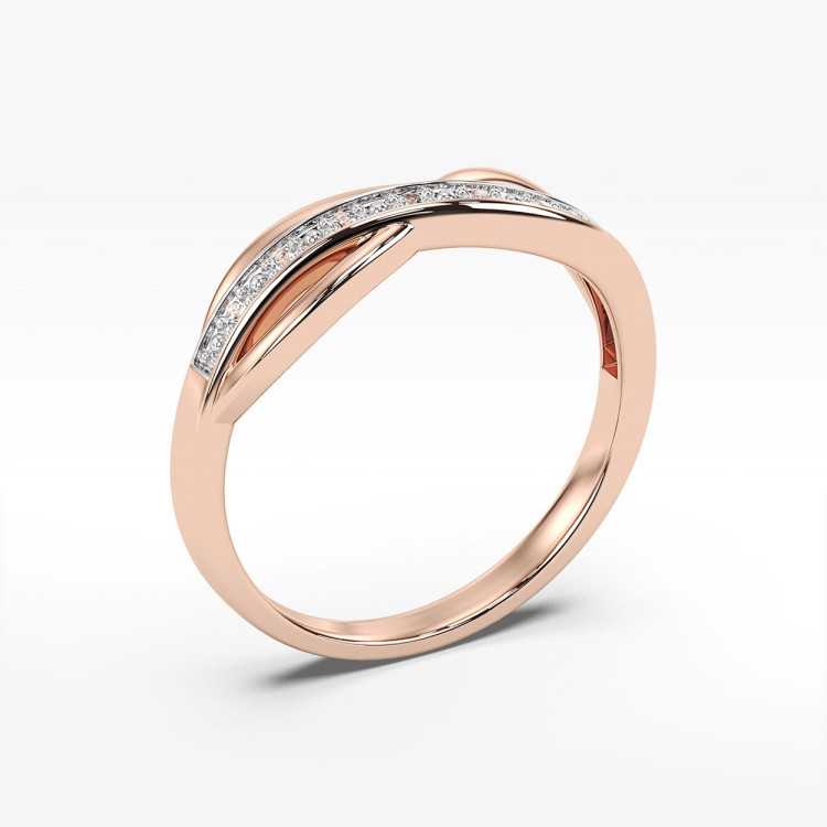 Pierścionek z różowego złota z diamentami  - próba 585 0,06CT PV-229C