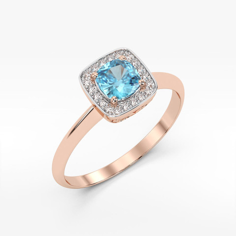 Pierścionek z różowego złota z topazem Swiss - próba 585 0,80CT PV-258CT