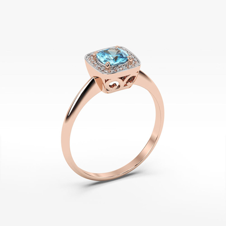 Pierścionek z różowego złota z topazem Swiss - próba 585 0,80CT PV-258CT