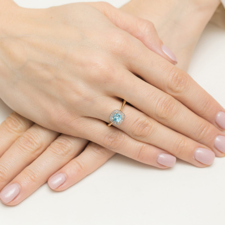 Pierścionek z żółtego złota z topazem Swiss - próba 585 0,80CT PV-258AT