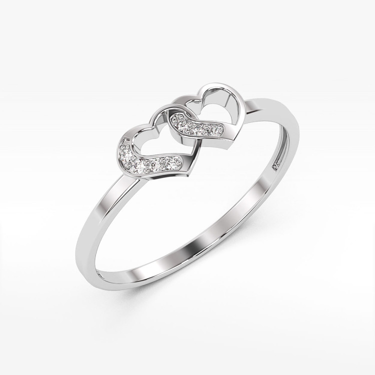 Pierścionek z białego złota z diamentami  - próba 585 0,06CT PV-261B