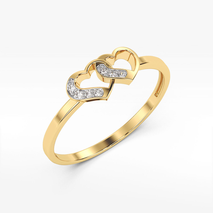 Pierścionek z żółtego złota z diamentami  - próba 585 0,06CT PV-261A