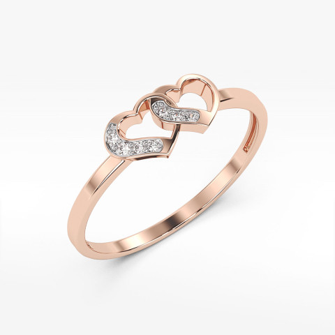 Pierścionek z różowego złota z diamentami  - próba 585 0,06CT PV-261C