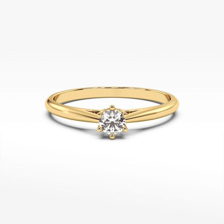Pierścionek z żółtego złota z diamentem - próba 585 0,15CT PV-267A