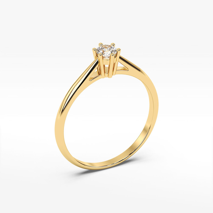 Pierścionek z żółtego złota z diamentem - próba 585 0,15CT PV-267A