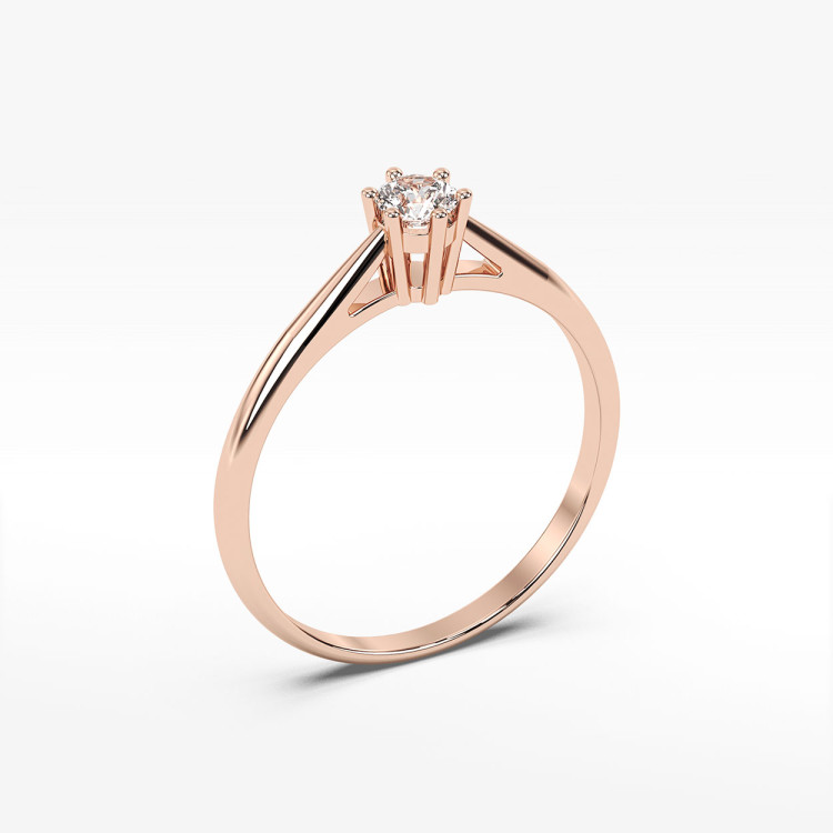 Pierścionek z różowego złota z diamentem - próba 585 0,15CT PV-267C