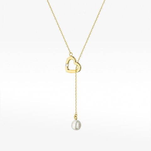 Naszyjnik z żółtego złota z diamentem - próba 585 0,01CT C-052A