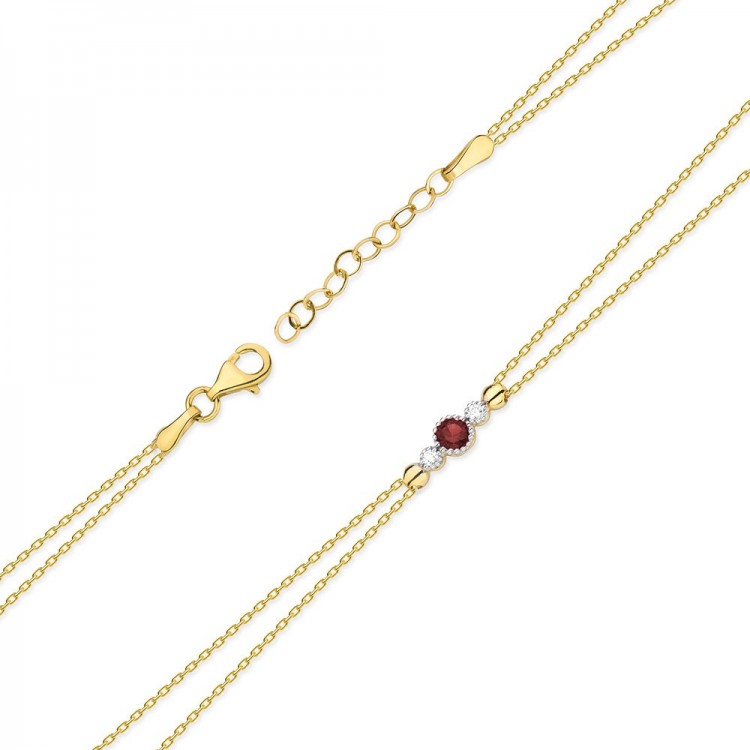 Bransoletka z żółtego złota z rubinem - próba 585 0,179CT B-005AR