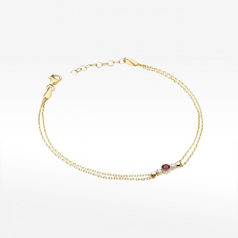 Bransoletka z żółtego złota z rubinem - próba 585 0,179CT B-005AR