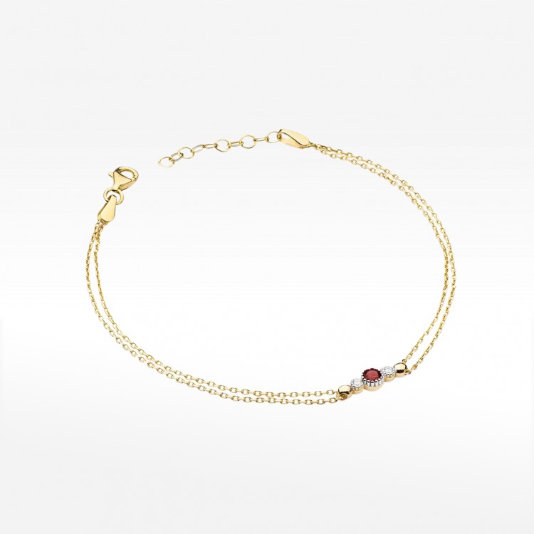 Bransoletka z żółtego złota z rubinem - próba 585 0,179CT B-005AR