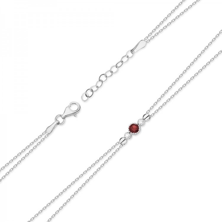Bransoletka z białego złota z rubinem - próba 585 0,179CT B-005B