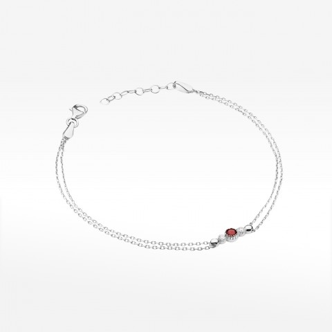 Bransoletka z białego złota z rubinem - próba 585 0,179CT B-005B
