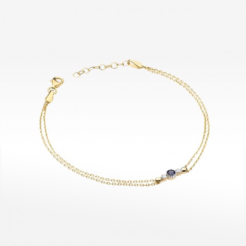 Bransoletka z żółtego złota z szafirem - próba 585 0,179CT B-005AS