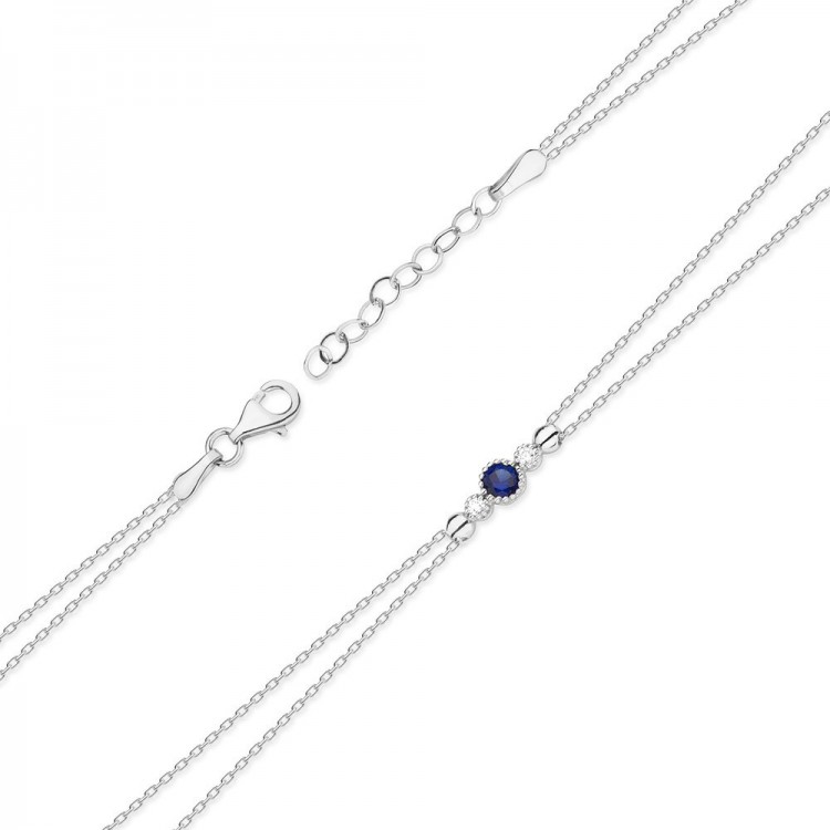 Bransoletka z białego złota z szafirem - próba 585 0,179CT B-005BS