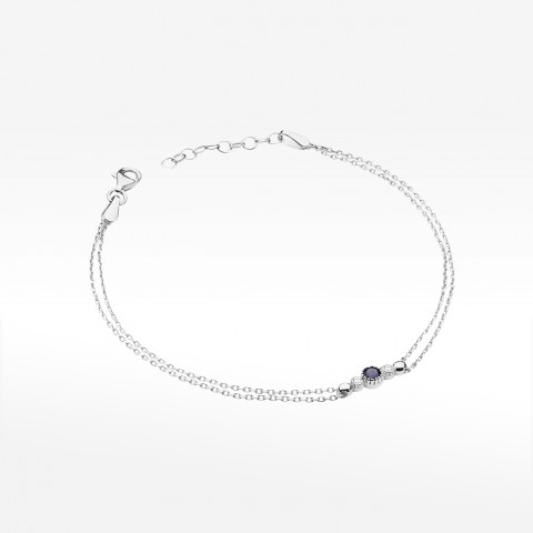 Bransoletka z białego złota z szafirem - próba 585 0,179CT B-005BS