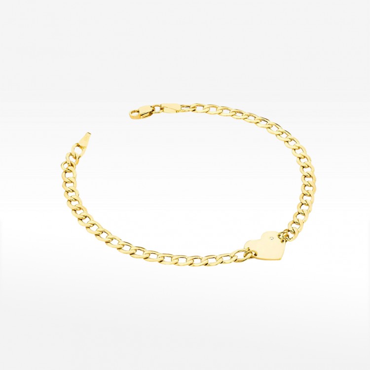 Bransoletka z żółtego złota z diamentem - próba 585 0,005CT B-006
