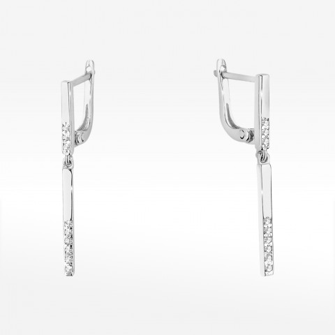 Kolczyki z białego złota z diamentami - próba 585 0,09CT KO-025B