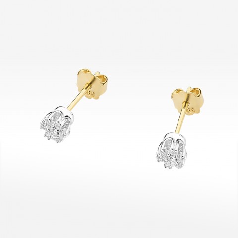 Kolczyki z żółtego złota z diamentami - próba 585 0,203CT KO-026A