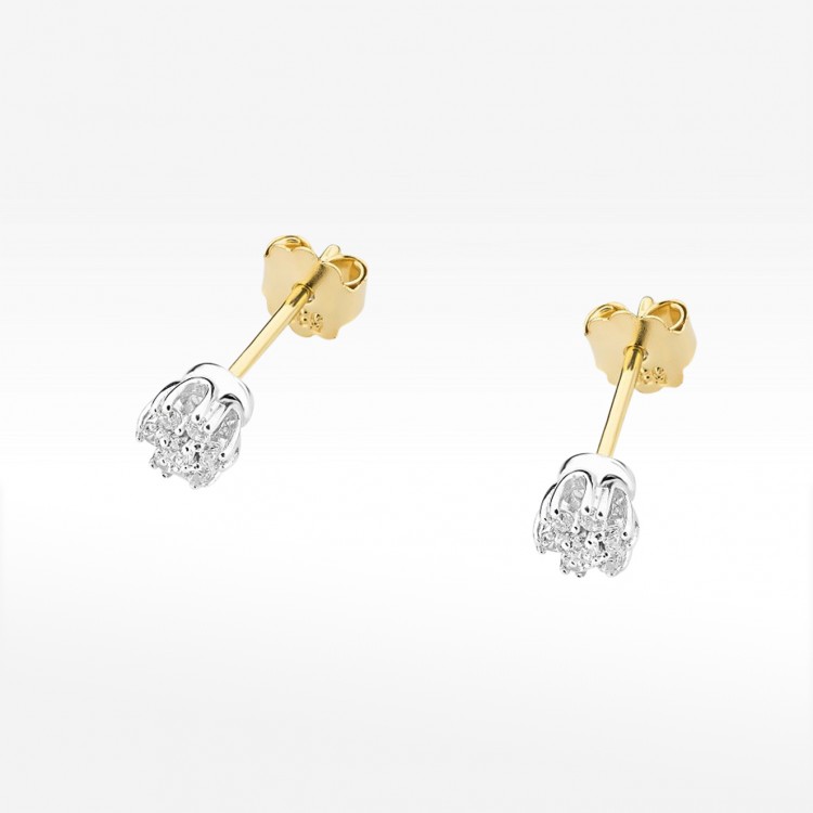 Kolczyki z żółtego złota z diamentami - próba 585 0,203CT KO-026A