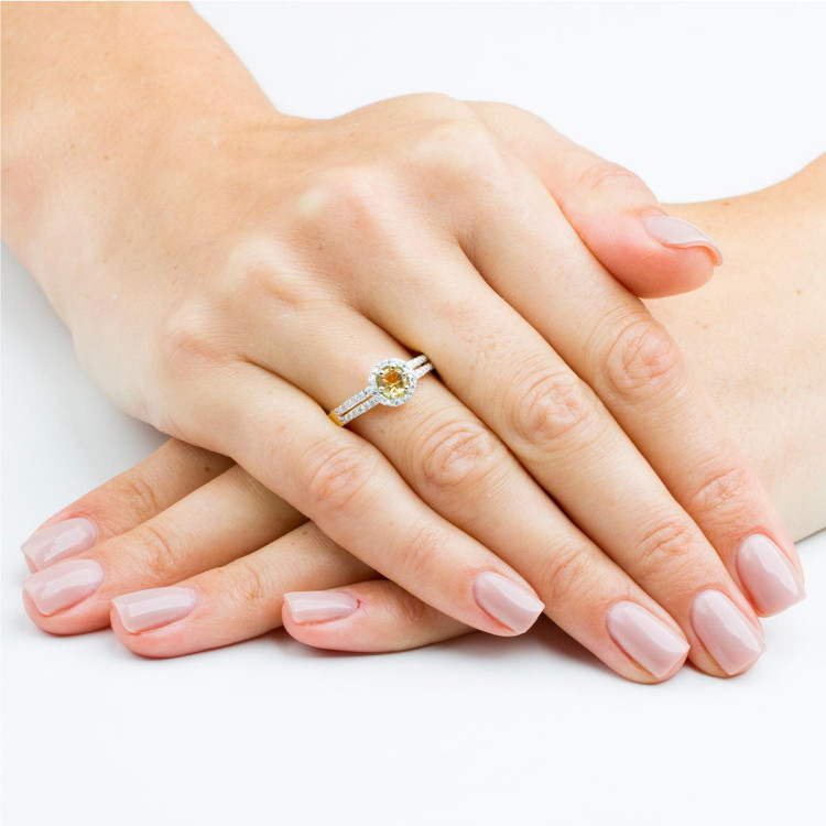 Pierścionek z różowego złota z cytrynem - próba 585 0,70CT PV-159CC