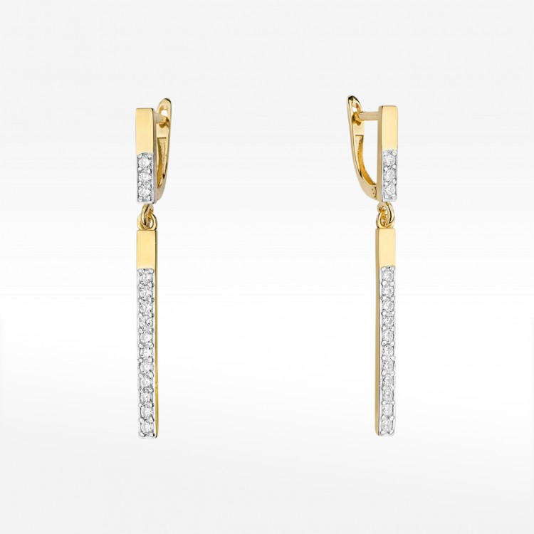 Kolczyki z żółtego złota z diamentami - próba 585 0,56CT KO-027A