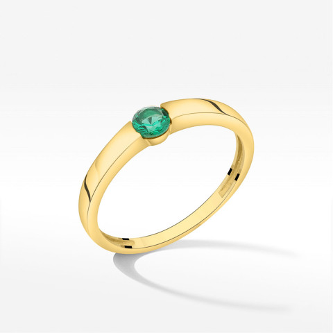 Pierścionek ze złota z zieloną cyrkonią