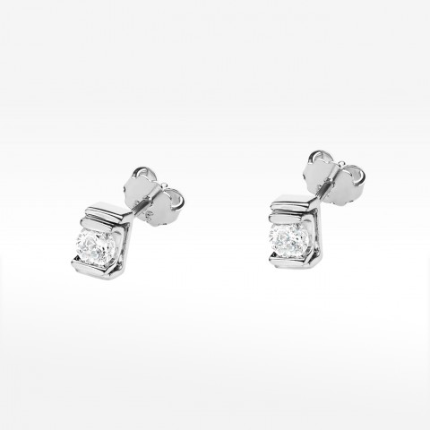 Kolczyki z białego złota z diamentem - próba 585 0,20CT KO-343B 0.20ct