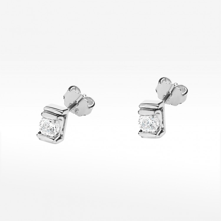 Kolczyki z białego złota z diamentem - próba 585 0,20CT KO-343B 0.20ct