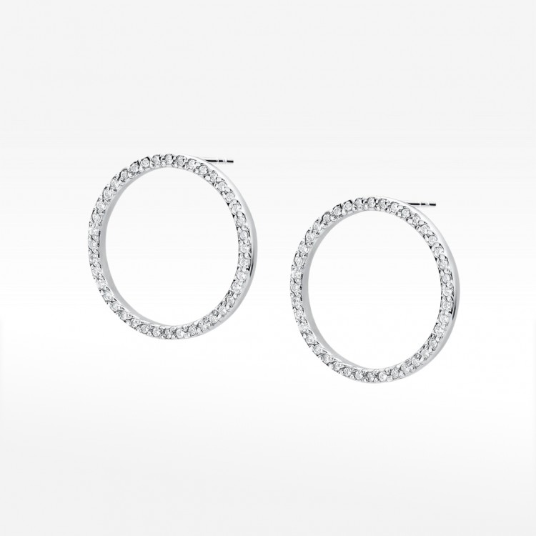 Kolczyki z białego złota z diamentem - próba 585 0,40CT KO-442B 0.40ct