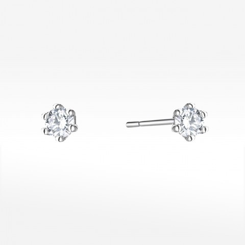 Kolczyki z białego złota z diamentem - próba 585 0,08CT KO-501B
