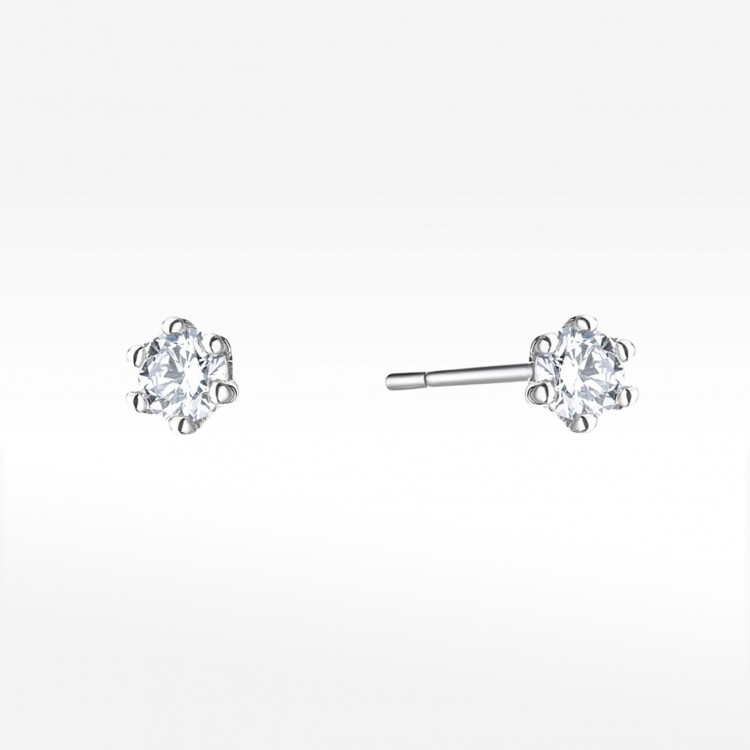 Kolczyki z białego złota z diamentem - próba 585 0,08CT KO-501B