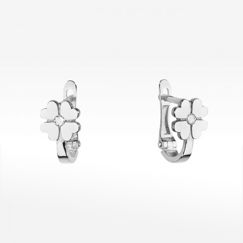 Kolczyki z białego złota z diamentem - próba 585 0,06CT KO-060B
