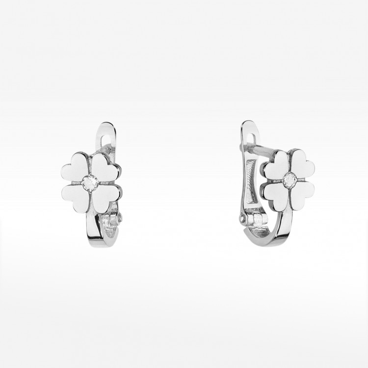 Kolczyki z białego złota z diamentem - próba 585 0,06CT KO-060B