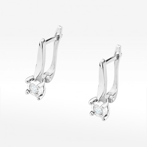 Kolczyki z białego złota z diamentem - próba 585 0,16CT KO-065B 0.16ct