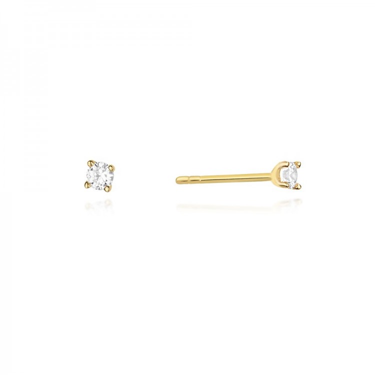 Kolczyki z żółtego złota z diamentem - próba 585 0,08CT KO-066A