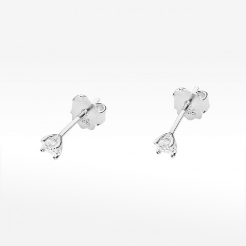 Kolczyki z białego złota z diamentem - próba 585 0,08CT KO-066B