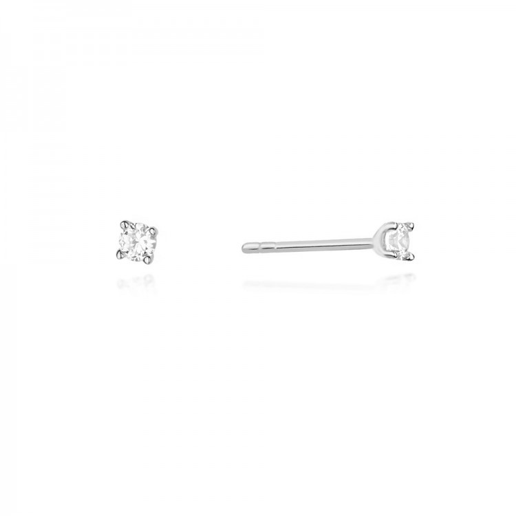 Kolczyki z białego złota z diamentem - próba 585 0,08CT KO-066B