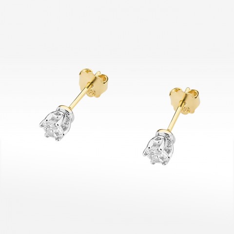 Kolczyki z żółtego złota z diamentem - próba 585 0,30CT KO-068A