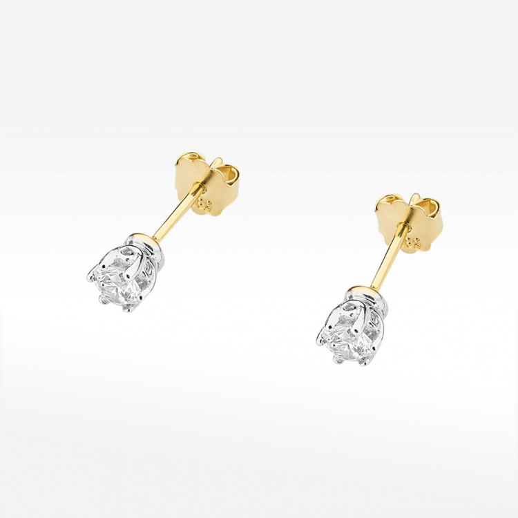 Kolczyki z żółtego złota z diamentem - próba 585 0,30CT KO-068A