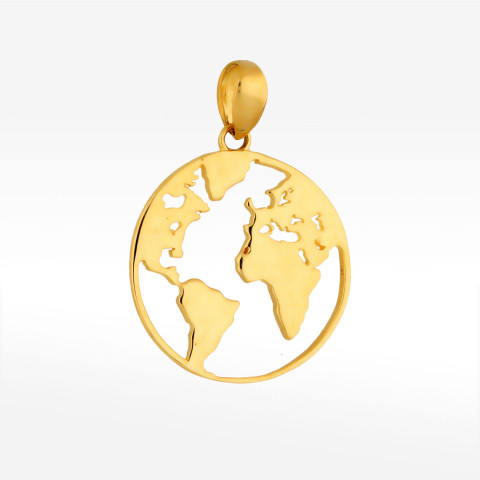 Zawieszka ze złota mapa świata