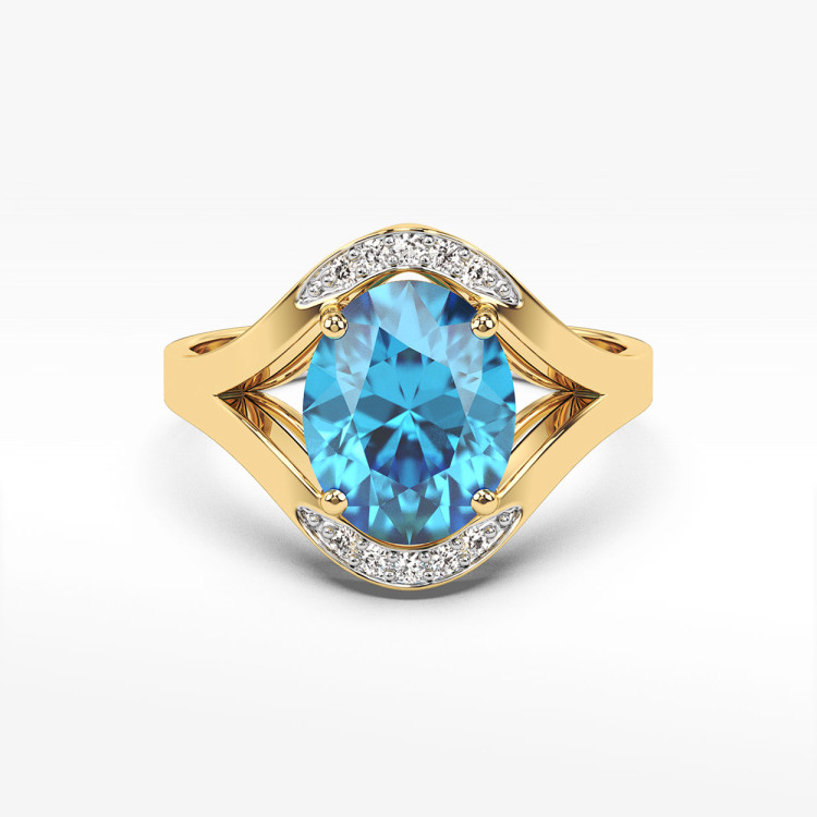 Pierścionek z żółtego złota z topazem Swiss - próba 585 3,04CT PV-046AT